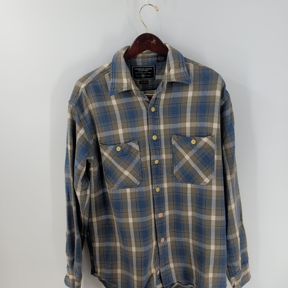 Vtg 90's American Eagle Outfitters Big Jack Plaid Button-Up‎ Shirt Multicolor M